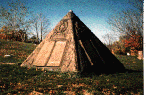 Charles Taze Russell's grave pyramid - observe the 2 TABLETS 
