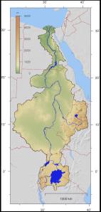 White and Blue Nile watershed topography