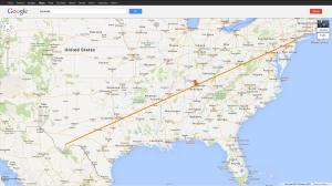 New York to Nashville to Big Bend TX downwards to SW line