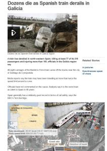 Spanish train derailment in Galicia